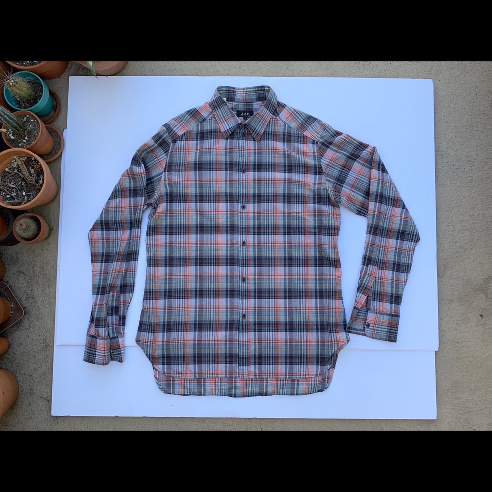 APC button up shirt with metallic plaid
